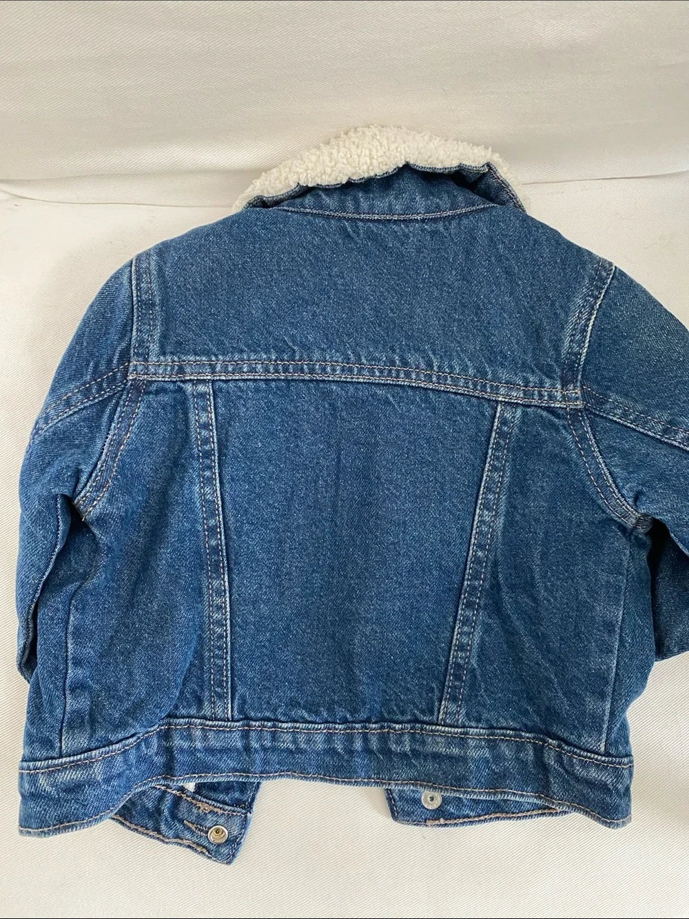 Old Navy Blue Denim Jacket with White Sherpa Collar and lining